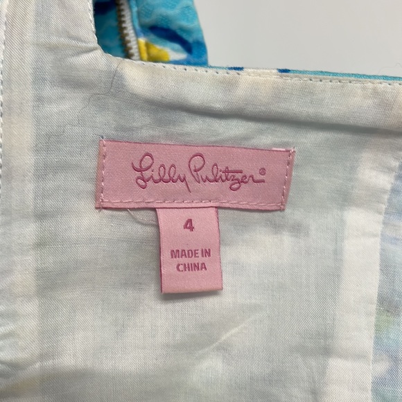 Lilly Pulitzer turquoise flowered dress, size 4 - Picture 4 of 5